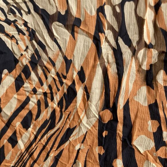 Bob Mackie Abstract Orange and Brown Blouse - Picture 3 of 11